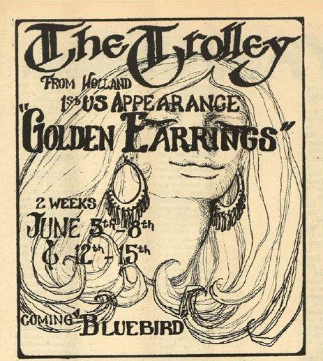 Golden Earrings show ad The Helix newspaper June 1969 shows Seattle - Trolley